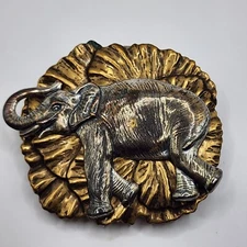 Vintage Scarf Dress Clip Metal Elephant Gold Tone Silver Tone