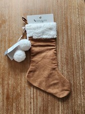 NEW Koolaburra by UGG Australia Brown Faux Suede Sherpa Christmas Stocking Pom