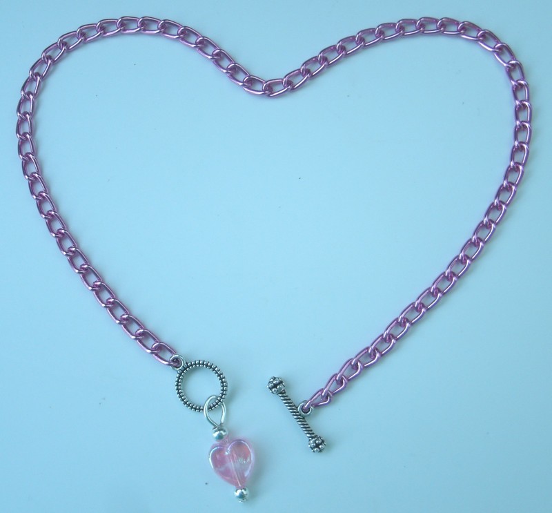 PINK aluminum chain NICKEL-FREE 10" or custom anklet with AB heart pendant