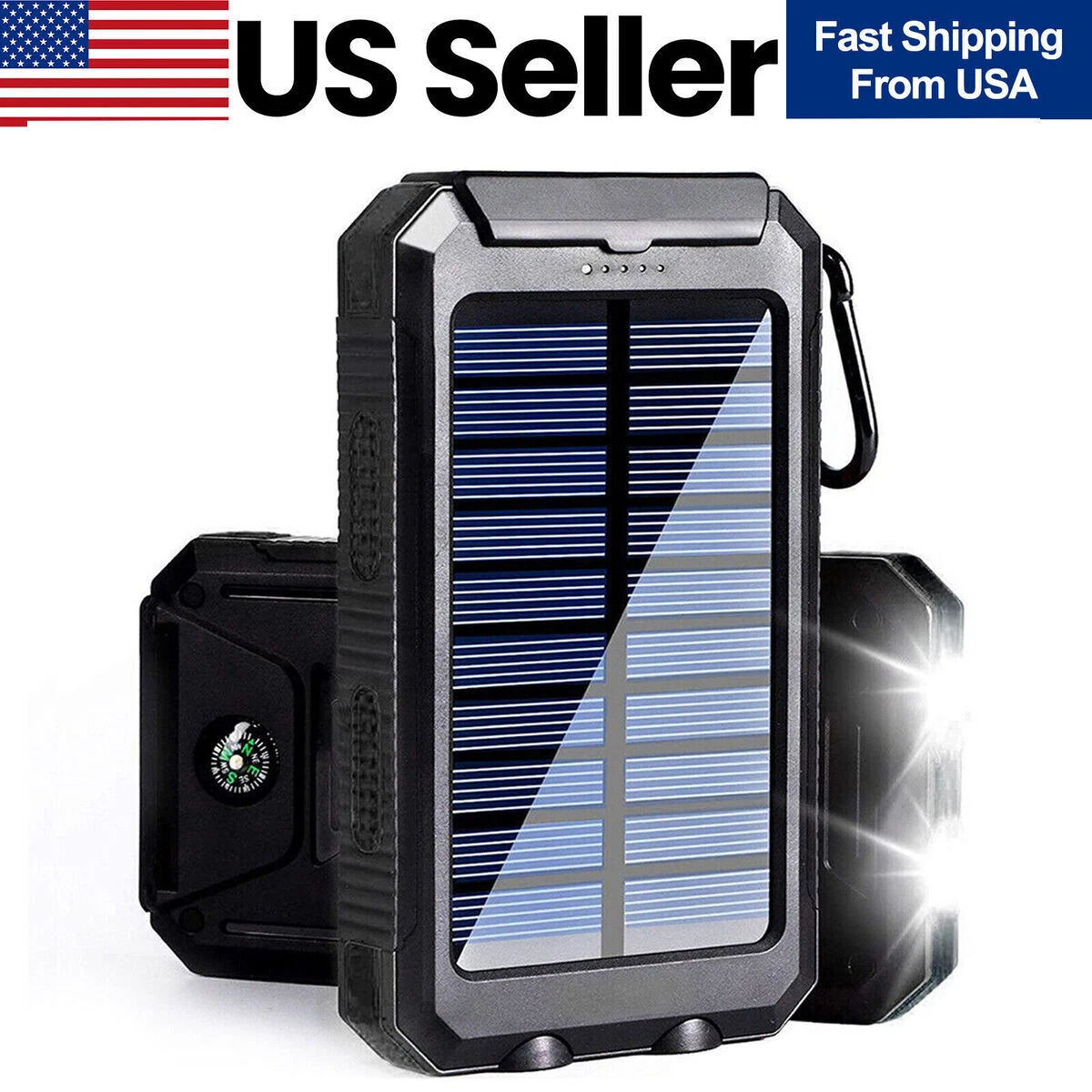 Onemayship Portable Solar Power Bank Mobile Phone Charger Panel Waterproof Camping
