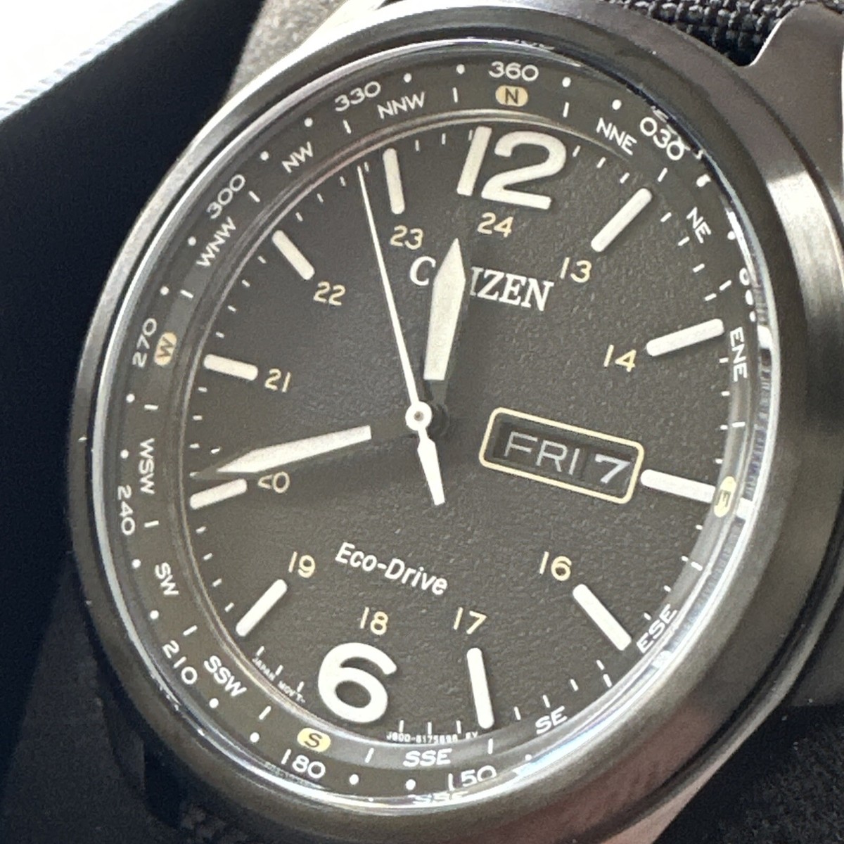 Citizen Eco-Drive Men's Calendar Compass Dial Black Sport Watch