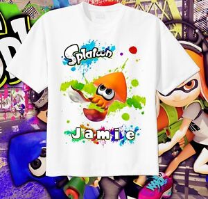 Splatoon Squid Custom T Shirt Personalize Birthday Tshirt Wii Video Game Splat Ebay - personalize roblox birthday shirt