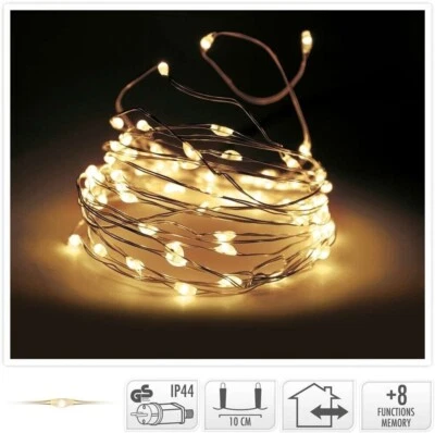 120-240 LED Micro Draht Lichterkette Timer warmweiß Mini Strom Silberdraht außen - Bild 1 von 4
