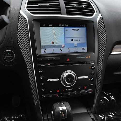 2 PCS Real Carbon Fiber Dash Infotainment System Sides Panel Fits 16-19 Explorer - Picture 6 of 7