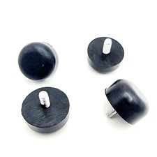 1" Round Threaded Stud Bumper Feet 10-24 Screw Equipment Foot Leveler 4 Pack