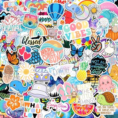 120 Pcs Preppy Stickers, Summer Stickers for Water Bottles Girls, Laptop Accesso
