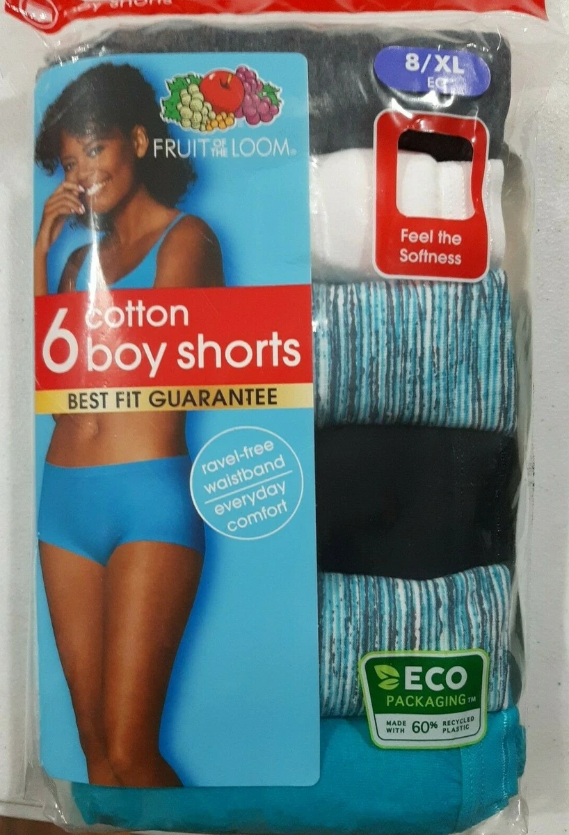 Fruit of the Loom Women's 6 Pack Boyshorts Size 8 NEW