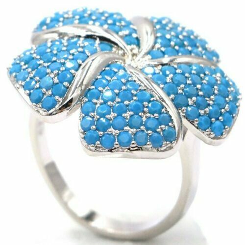 Superbe Bague En Argent Massif Avec Motif Floral En Pierres - Taille 56, Occasion