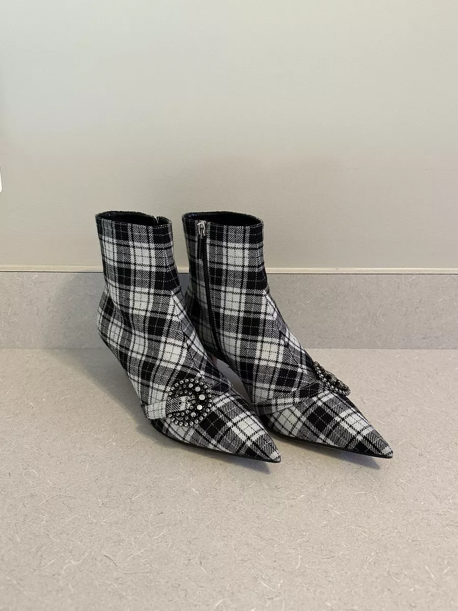Tartan top ankle boots