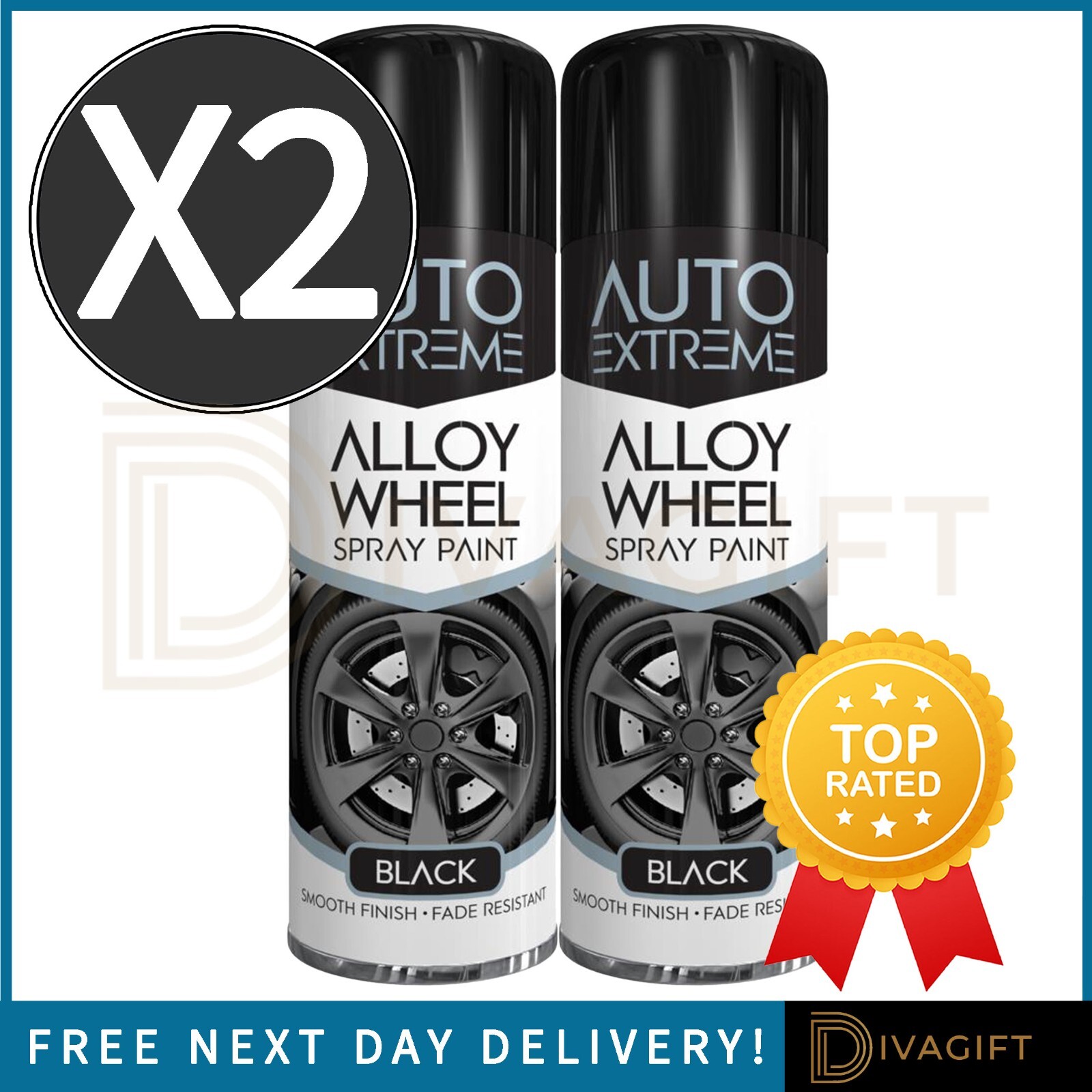 2 X PROFESSIONAL ALLOY WHEEL SPRAY PAINT SCRATCH RESISTANT BLACK 300ML