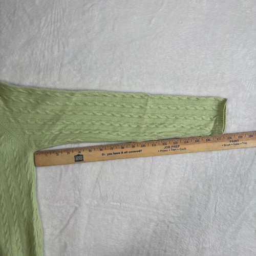 Kirkland Signature Green Cable Knit Cashmere V-Neck Classic Fit Sweater Womens L - Picture 7 of 7