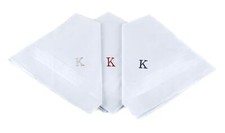 Initial Handkerchief for Men Monogrammed Boxed 3 Piece Set 100 Cotton
