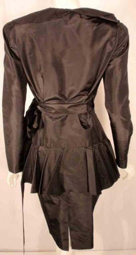 ADOLFO 1980er Jahre schwarz Seide Halstuchkleid - Bild 9 von 10