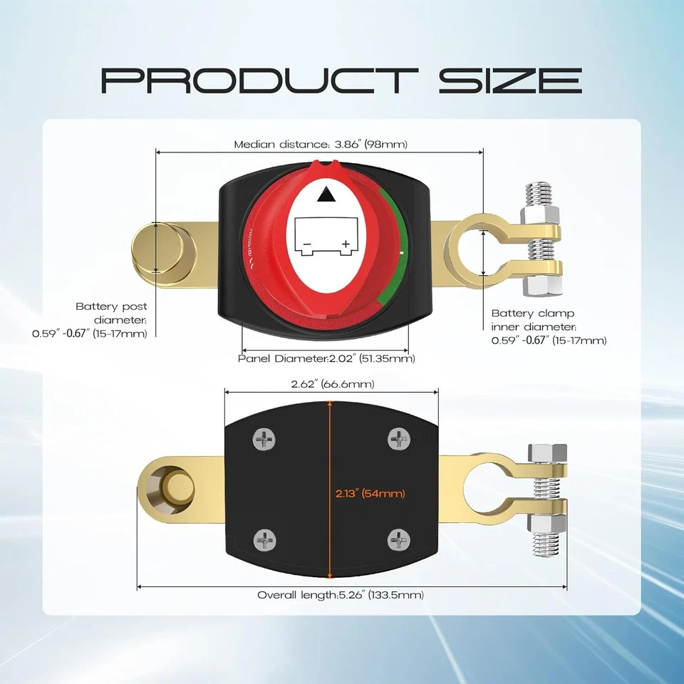 Top Post Battery Disconnect Switch 12-48V Marine Battery Cut-Off Switch Isolator - Image 3 of 4