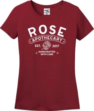Rose Apothecary Handcrafted With Care Est. 2017 Missy Fit Ladies T-Shirt (S-3X)