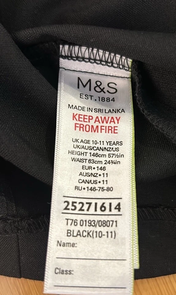 Falda Lápiz Uniforme Escolar Marks And Spencer M&S Edad 10-11 Años Negra Foto 4 de 4