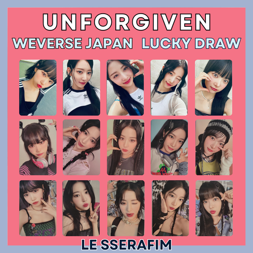 LE SERAFIM UNPERGIVEN JAPAN 2° SINGOLO cartolina fotografica disegno fortunato Weverse Japan - Foto 1 di 61