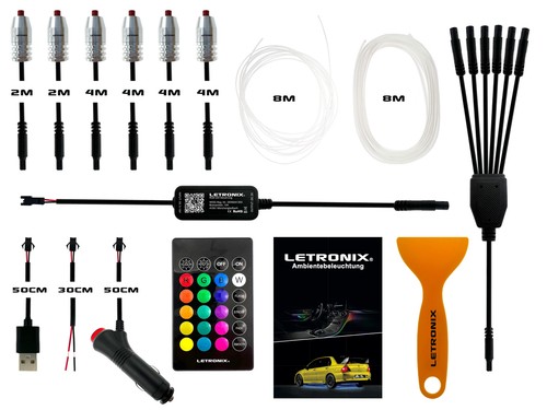 LETRONIX RGB LED Ambientebeleuchtung 6er Set Dacia Duster Logan Sandero Sole - Bild 2 von 6