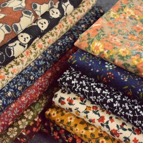 Corduroy Printed Fabric Linen For Dress Shirt Coat Pants Floral By The Meter New - Afbeelding 1 van 35