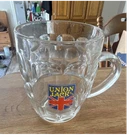 Union Jack Pub Vintage Glass Beer Mug Breweriana Collectible Pub Memorabilia
