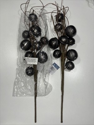 18  Sullivan-Decorative Stem W/ 9 Rustic Style Tin Jingle BELLS - Holiday!
