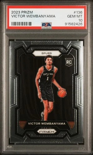 2023 PANINI PRIZM #136 VICTOR WEMBANYAMA ROOKIE RC PSA 10
