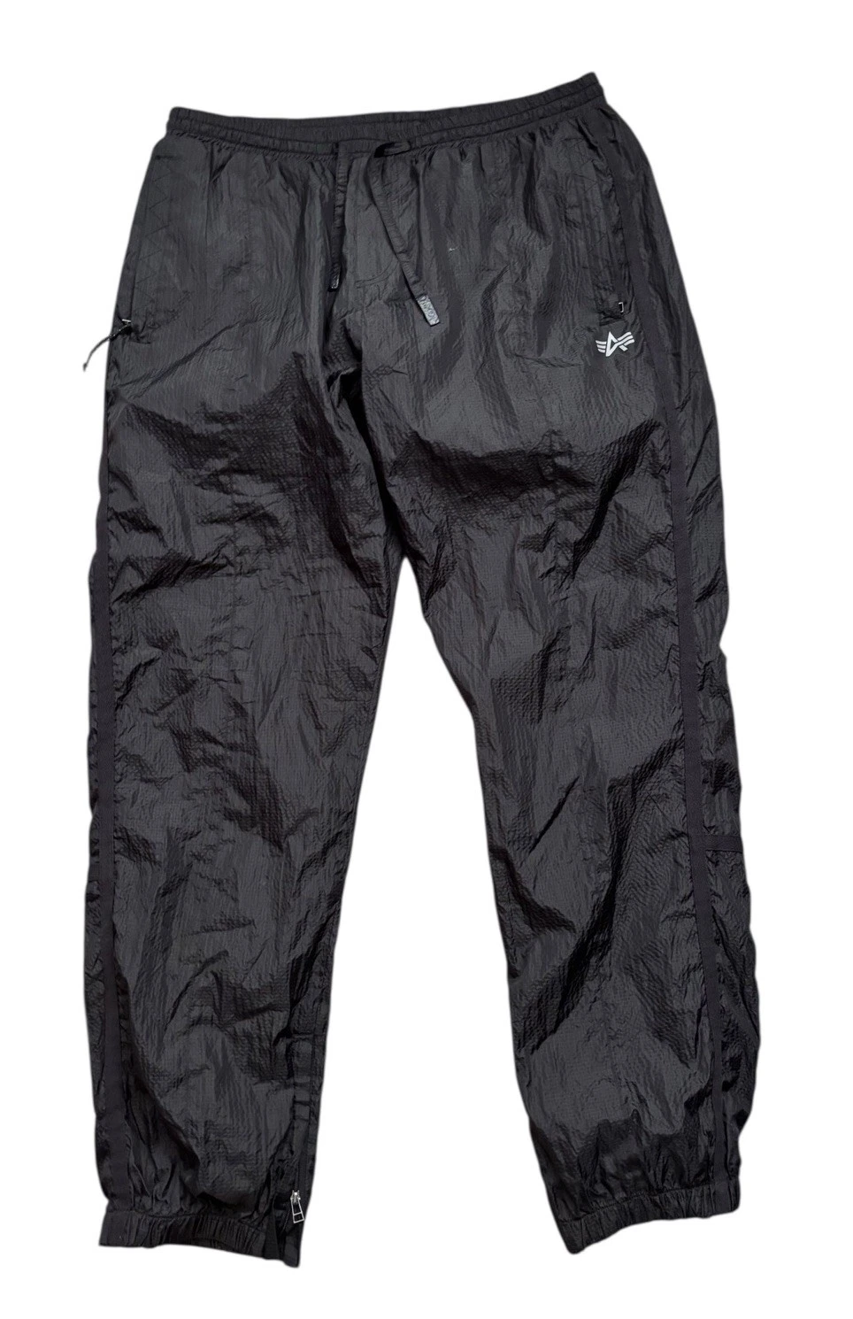 Alpha Industries Pants Mens Size XL (up to 38") Black Track Pants DWR Reflective