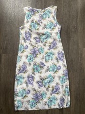  Lands End Floral Shift Dress Women 2 Watercolor Rose Garden Party Cottagecore