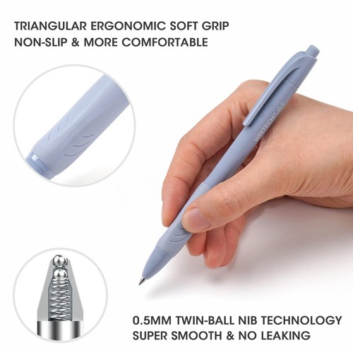 0.5mm Pens with Soft Grip - 8ct Retractable Black Ink Pens for Smooth Writing... - Picture 2 of 7