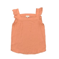 Loft Women's Size S Blouse Top Sleeveless Orange Polyester Square Neck