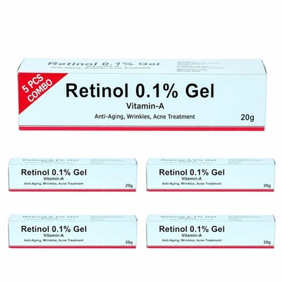 5 Pack Retinol Gel 0.1 Vitamin a Repairs Fine Lines & Wrinkles, Scar Treatment