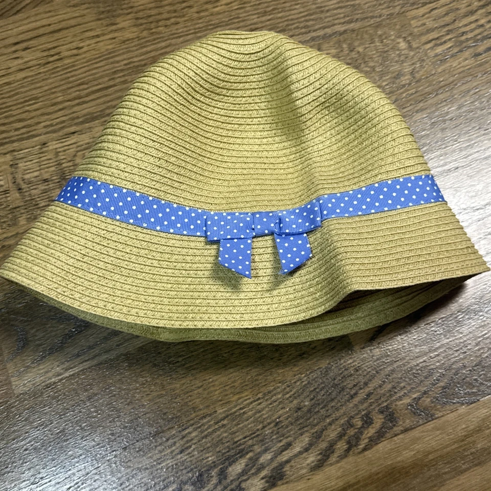 Sombrero de paja grande azul con lazo a lunares Gymboree para niñas Foto 4 de 4