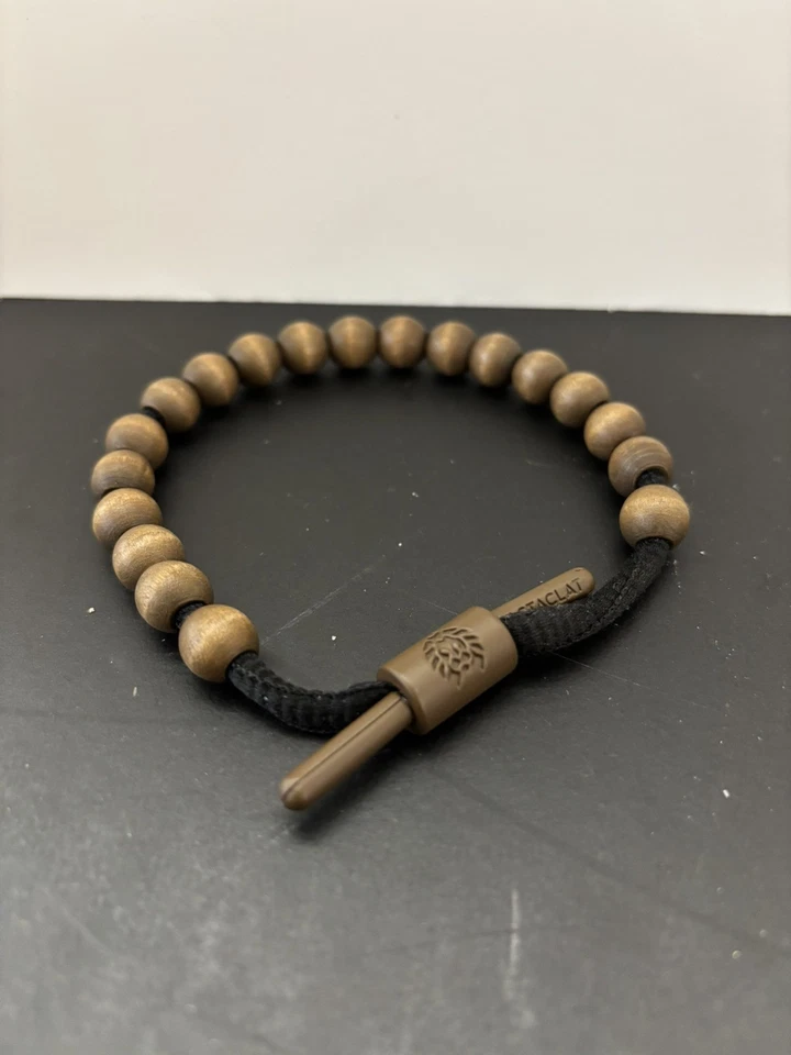Rastaclat Black Suede Brown Accented with Wooden Beads - Retired Bracelet New - Image 3 of 4