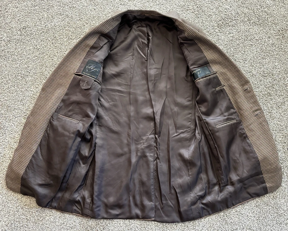 Hombres Marrón Pata de Gallo H Freeman Franela Suave Blazer Chaqueta Traje Deportivo Abrigo 44 L Foto 4 de 4