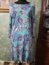 Nwot Sunsets And Sweet TeaWomen's Dress Size Large Turquoise Blue Coral White