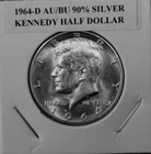 SILVER  AU/BU 1964-D SILVER KENNEDY HALF DOLLAR