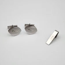Vintage Signed JML Sterling Unisex Cuff links and Tie Bar Set