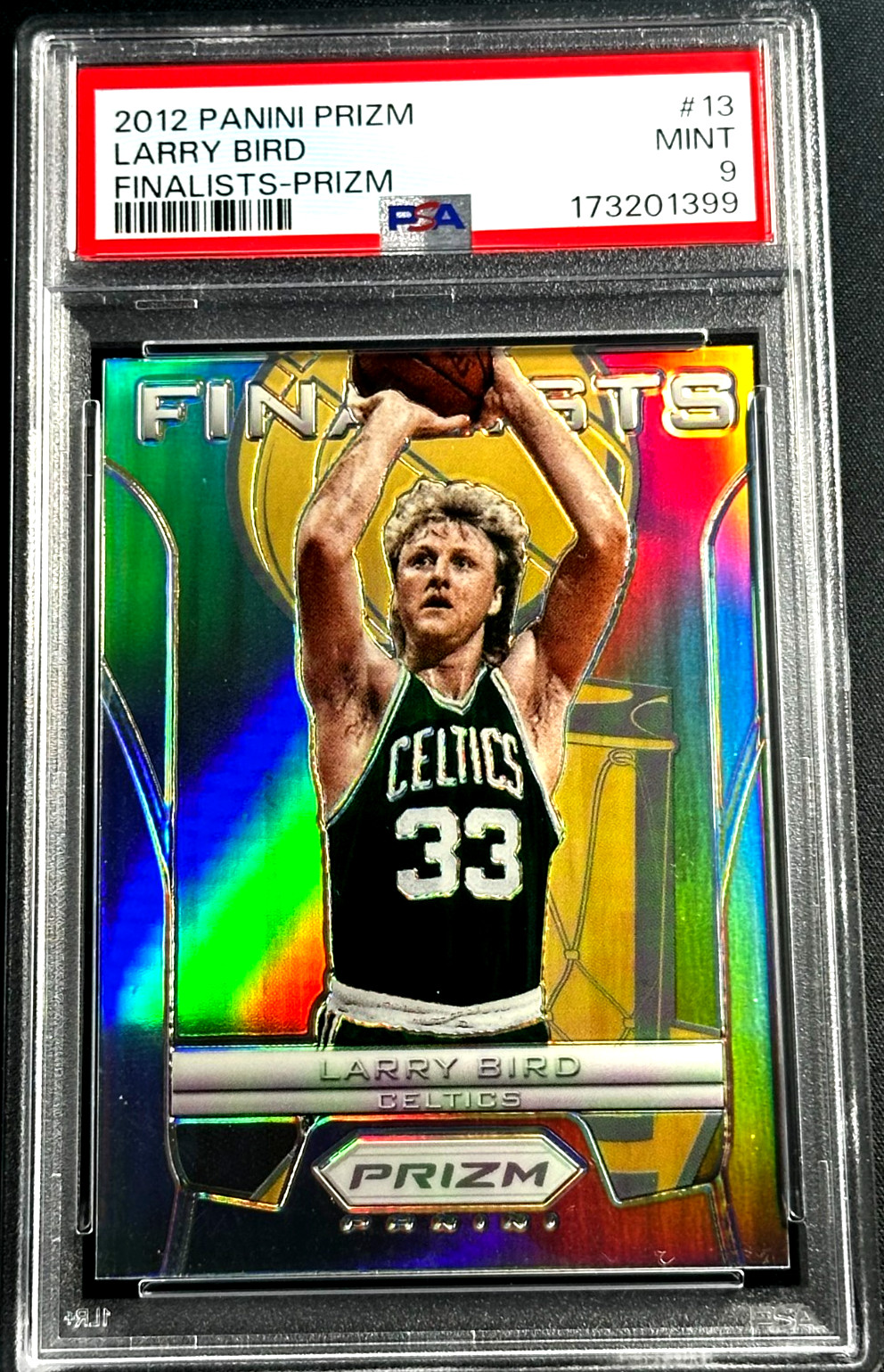 Larry Bird #13 Basketball Cards 2012 Panini Prizm Finalists trading card — raw and PSA graded price guide