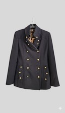 Dolce & Gabbana Navy Military Blazer Jacket Gold Buttons Virgin Wool IT 46
