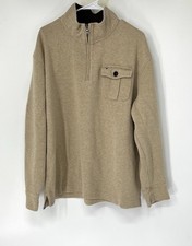 Tommy Hilfiger Beige 1/4 Zip Knit Sweater men  s XXL Pocket Mock Neck