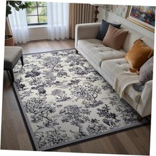 5x7 Area Rugs for Living Room, Washable Black and White Rug for Bedroom