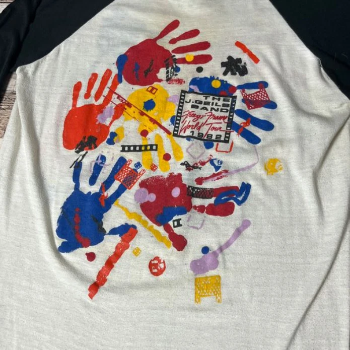 Camisa J Geils Band Pequeña Negra Blanca Manga 3/4 De Colección Años 80 1982 Marco Freeze Foto 3 de 4