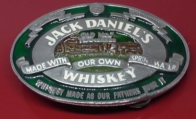 Vintage Bergamotte 1993 getragen gebraucht Metall Gürtelschnalle Jack Daniels Whiskey
