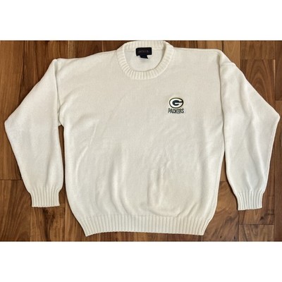 Antigua Pullover Sweater Mens Size L White Knit Green Bay Packers NFL Football