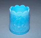 Vintage Blue Milk Glass TOOTHPICK HOLDER - (Cherry Tree, Cherries)
