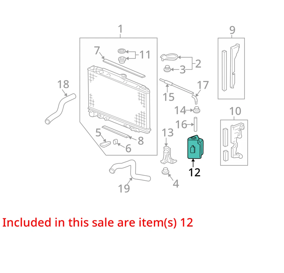 Honda Ridgeline 2012 botella de desbordamiento de refrigerante OEM 114 k millas - LKQ424012340 Foto 4 de 4