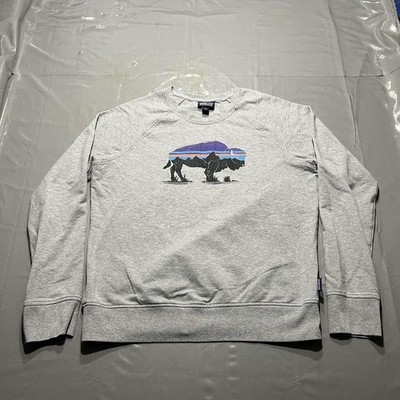 PATAGONIA Fitz Roy Bison Ahnya Crew Sweatshirt Size M Womens Gray 39572