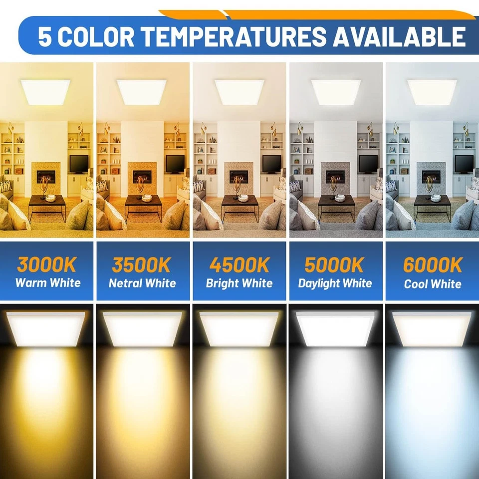 Allsmartlife 2x2 LED Flat Panel Light 6-Pack, 0-10V Dimmable, 5CCT 3000K-3500... - Image 2 of 4