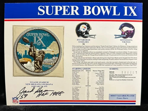 Jack Ham Signed 9x12 Willabee & Ward Super Bowl IX Patch Card Steelers