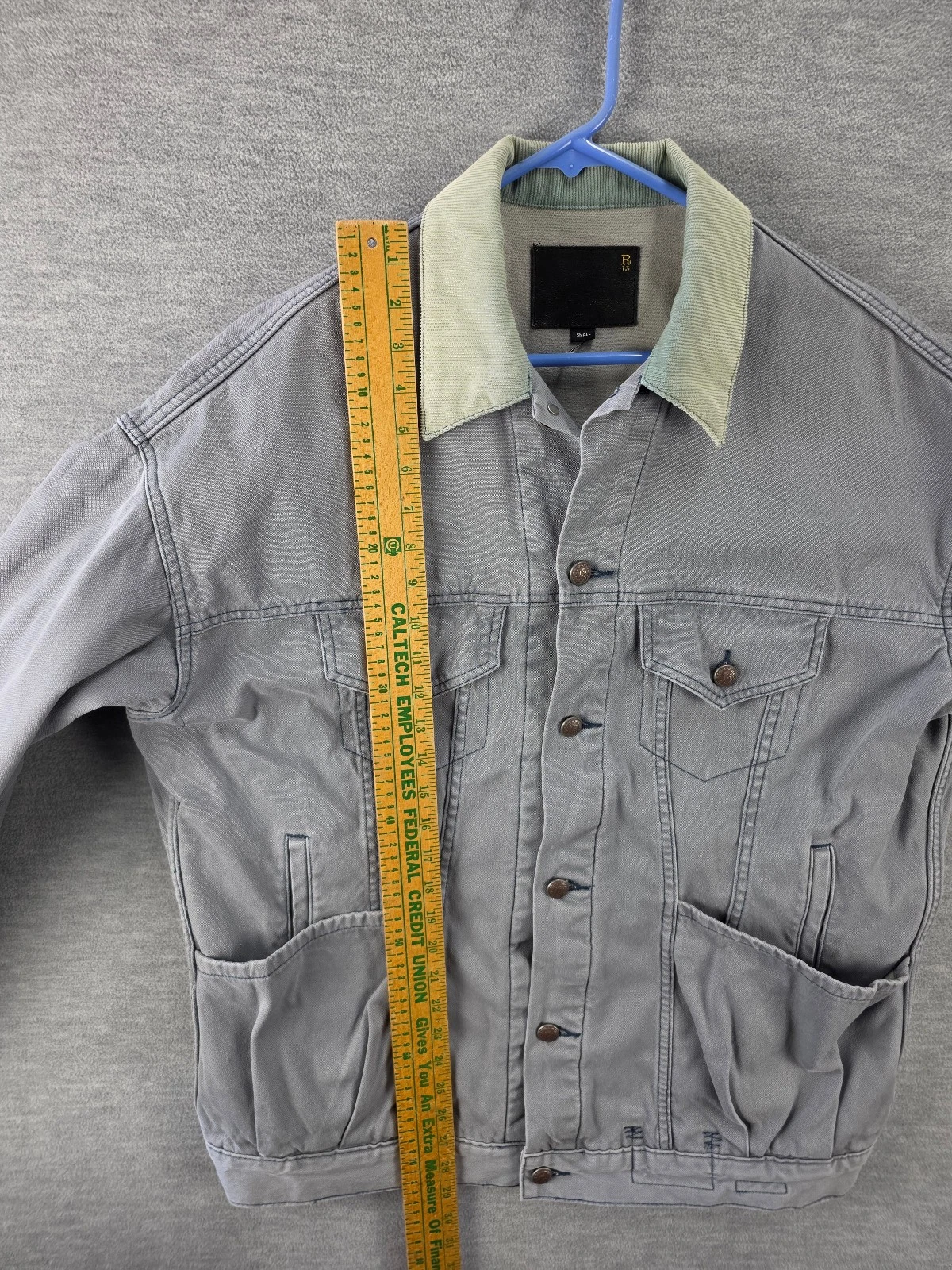 R13 Lacey Trucker Jacket Steel Blue Corduroy Collar Small image 9